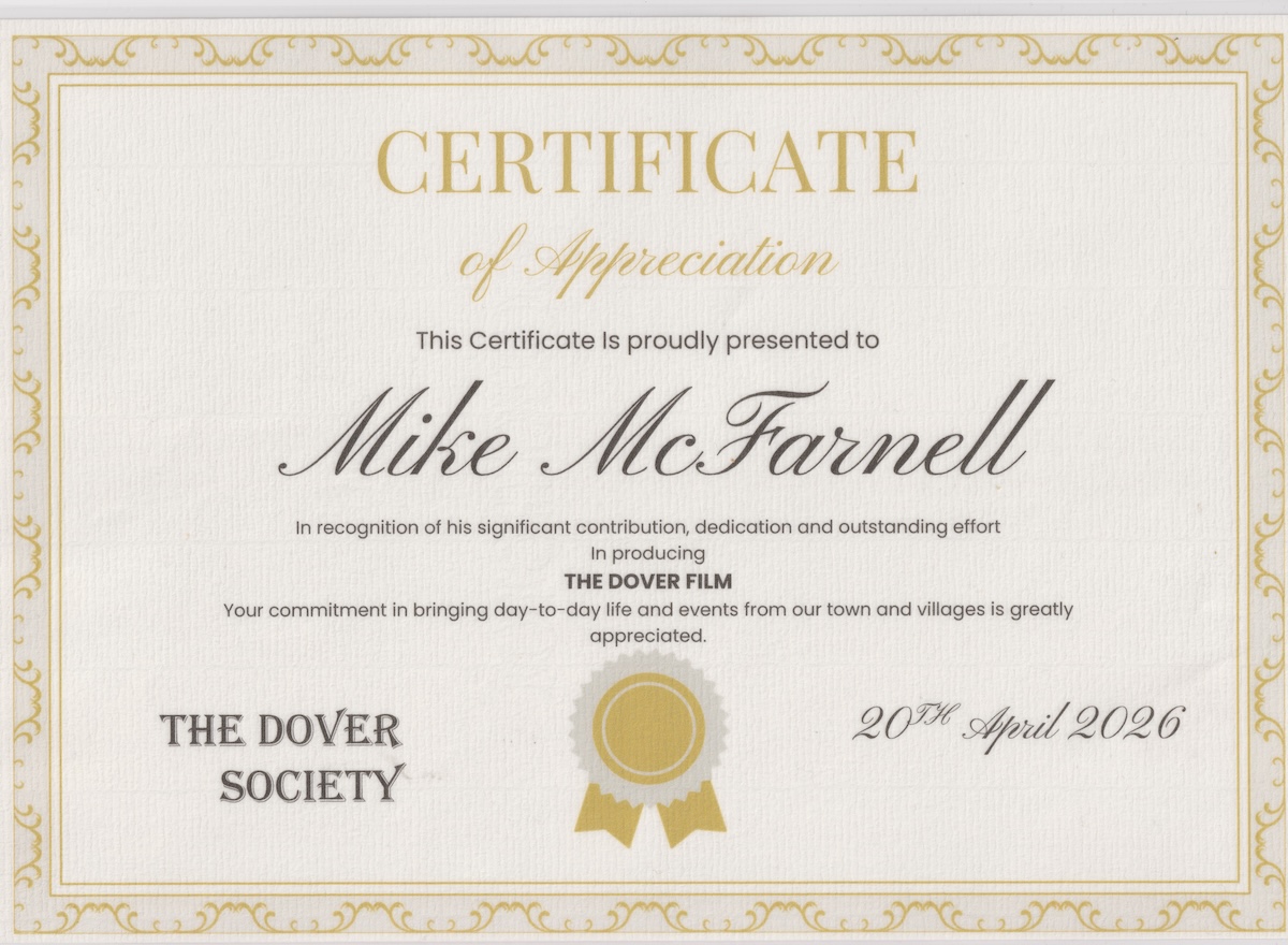 The Dover Society Certificate